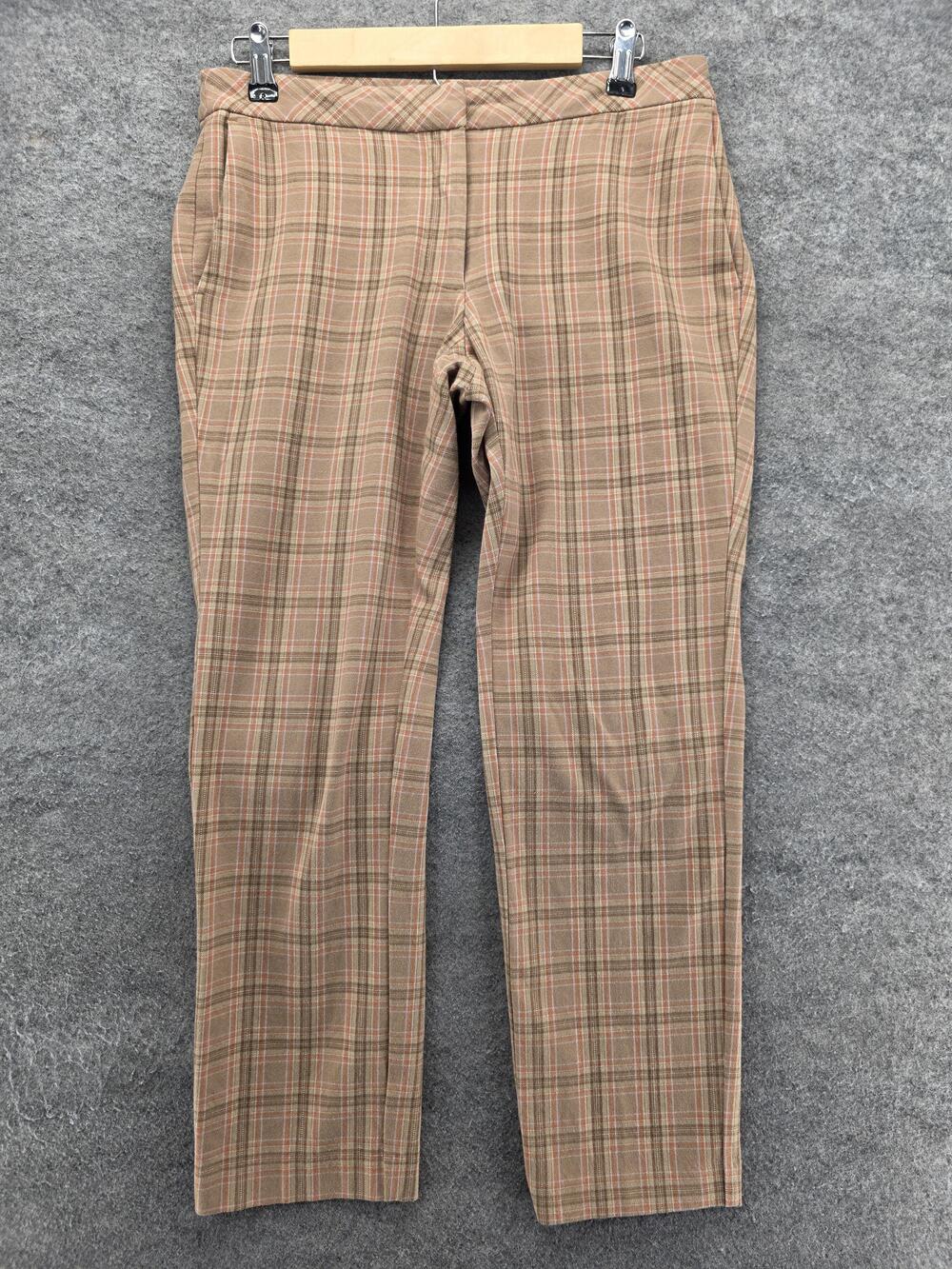 J Jill Pants Womens 6 Brown Plaid Premium Bi-Stretch Straight Leg Work Dress